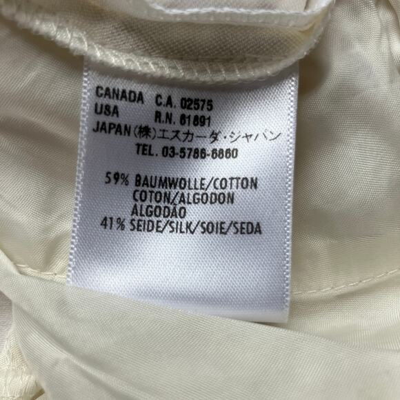 ESCADA Cotton Silk Straight Leg Ankle Pants Size 42 Cream Luxe - Picture 7 of 8